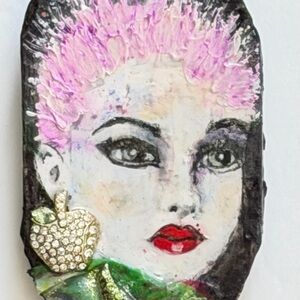 Elegant Pink and Green Brooch